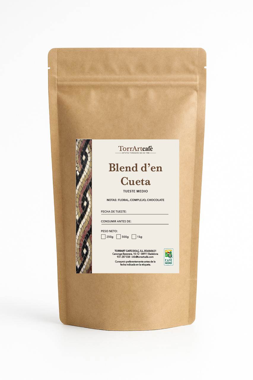 Café selecto Blend d’en Cueta de TorrArtCafè, elaborado con granos de Etiopía y Brasil. De perfil floral, complejo y con notas a chocolate, tueste de autor.