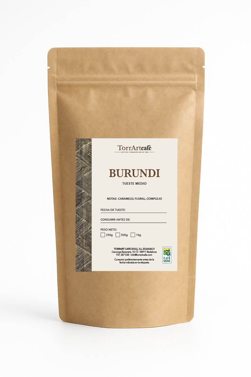 Café selecto Burundi de TorrArtcafè, con notas de caramelo, flores y matices complejos. De sabor equilibrado, tueste de autor y empaque artesanal.