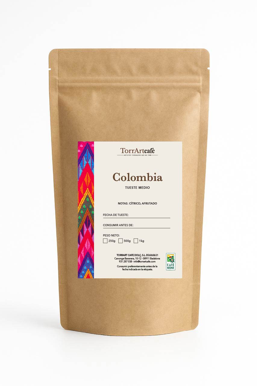 Cafè selecto Colombia de TorrArtcafè, elaborado con granos arábicos de origen colombiano. De sabor equilibrado y aromático, con acidez media y tueste de autor que resalta su carácter armonioso.