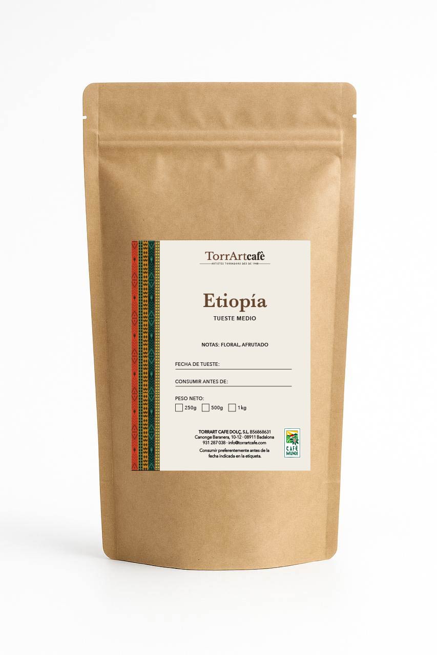Café selecto Etiopía de TorrArtCafè, de perfil floral y afrutado, tueste de autor y empaque artesanal. Un café aromático y equilibrado que refleja la esencia del origen etíope.